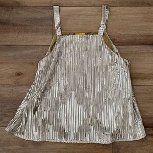 Maeve Metallic Pleated Cami Large Y2K Futuristic Night Out Top